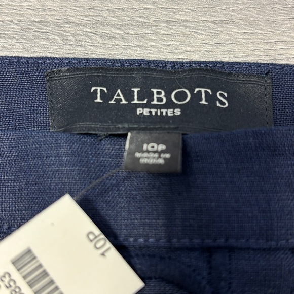 Talbots Navy Linen Embroidered Floral Scallop Hem Lined Skirt - 10 Petites NWT - Picture 3 of 6